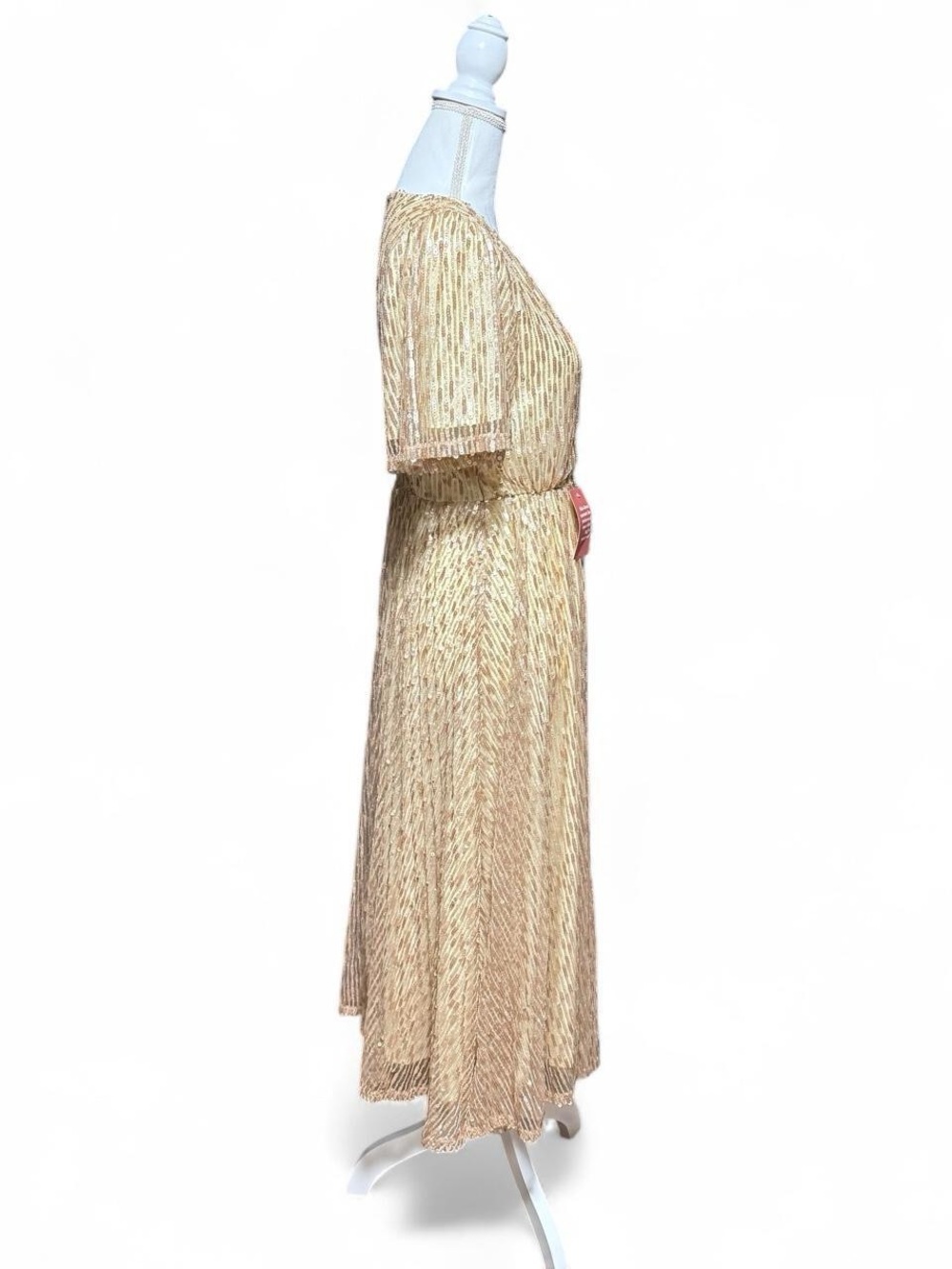 Ivy City Co Goldie Sequin Dress XS Champagne Gold Midi Formal Party NWT - Picture 5 of 8